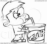 Gulp Soda Boy Clipart Outlined Fountain Taking Illustration Large Royalty Toonaday Vector Leishman Ron sketch template
