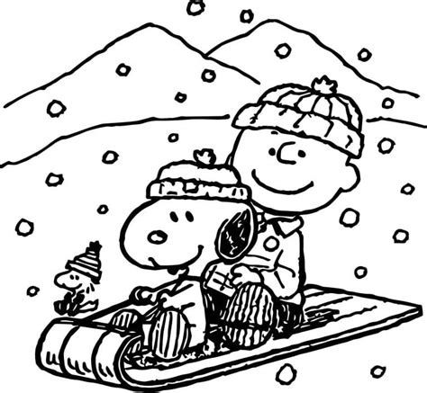 charlie brown  snoopy  winter coloring page  print