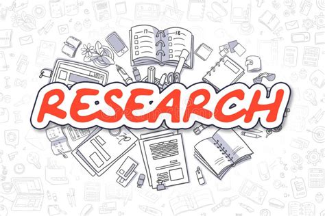 research cartoon red inscription business concept stock
