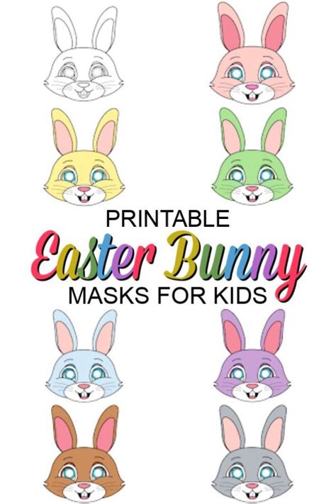 printable easter bunny mask templates  kids wielkanoc