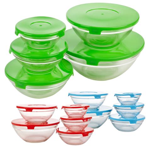 set   glass storage serving mixing bowls containers  plastic