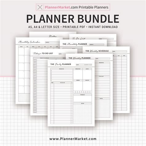 planner bundle daily weekly monthly   notes   letter