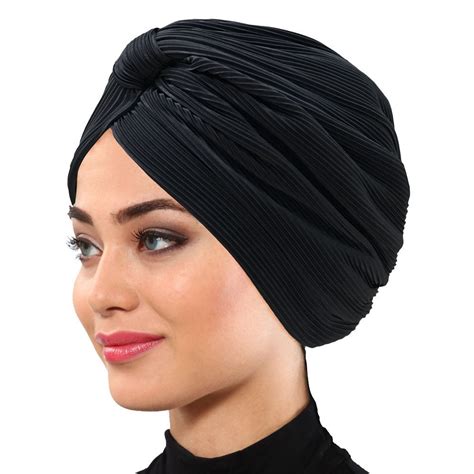 black turban headwrap fashion turban capcross turban pleated etsy