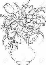 Bouquet Drawing Coloring Flowers Pages Vase Flower Bunch Summer Colouring Vases Adult Easy Carnation Color Sheets Drawings Draw Bouquets Printable sketch template