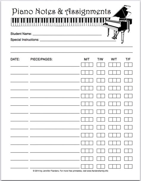 printable piano practice record flanders family homelife