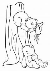 Coloring Animals Pages Baby Wild Little Bears Cute Two Forest Kindergarten sketch template