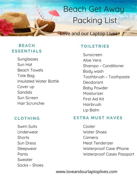 pack   beach vacation planning tips  packing list