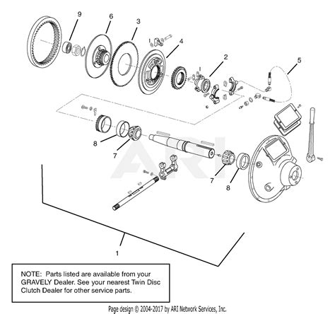 gravely    pro chip   hp parts diagram  clutch twin disc option