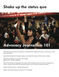 advocacy journalism    part workshop vancouver media  op