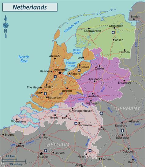 Large Detailed Administrative And Road Map Of Netherlands Holland