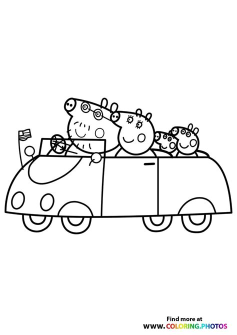 peppa pig car coloring page coloring pages
