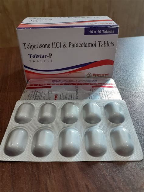 tolperisone paracetamol tablets packaging type alu alu rs  box