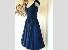 Mavericks Navy Blue Brushed Satin Convertible Wrap dress Last of