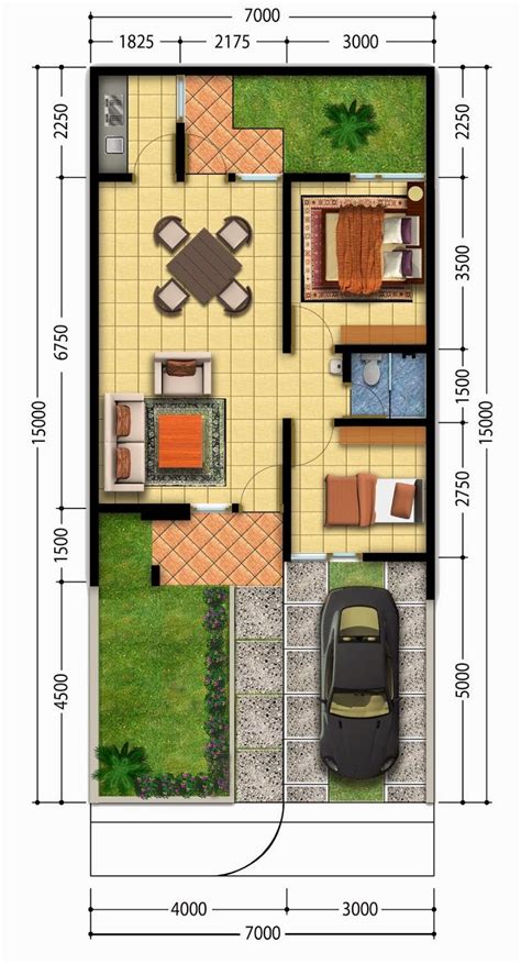 denah rumah minimalis persegi panjang gambar desain rumah minimalis