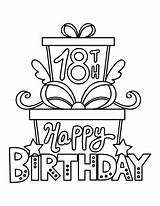 Birthday Coloring Pages Happy 18th Presents Printable sketch template