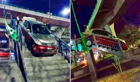 facebook viral taxista intenta cruzar con su auto por puente peatonal