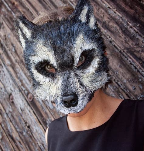 child mask big bad gray wolf mask werewolf mask wolf etsy