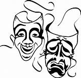 Mask Drama Masks Clipart Theatre Comedy Tragedy Theater Clip Coloring Draw Faces Drawing Pages Greek Cliparts Vector Acting Hamlet Dinner sketch template
