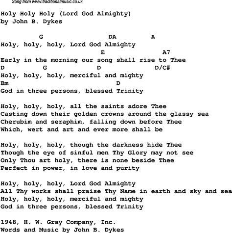 holy holy holy  christian gospel song lyrics  chords