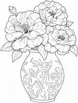 Coloring Detailed Pages Flower Adults Printable Print sketch template