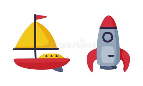 rocket  ship  colorful kids toy vector set stock vector