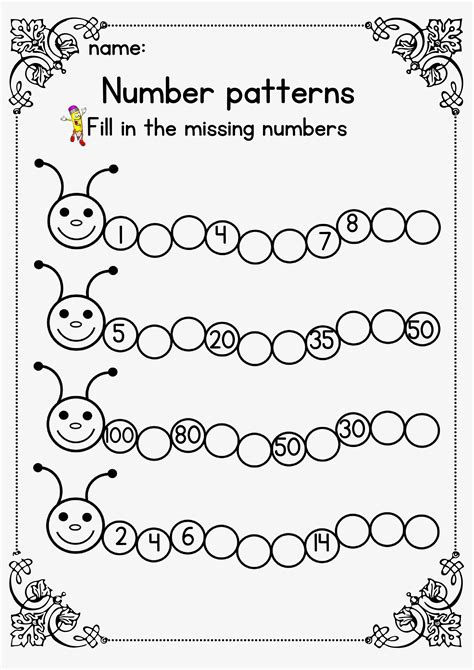 extending counting patterns worksheets  grade   learning
