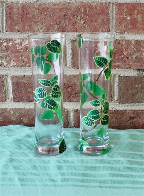 Glasses Drinking Glasses Tall Hand Painted Glasses Etsy Painted