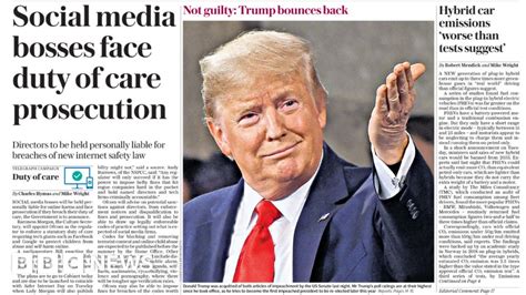newspaper headlines trump off the hook after historic trial bbc news