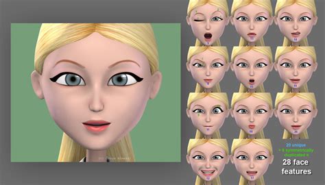 3d model blond business woman cartoon