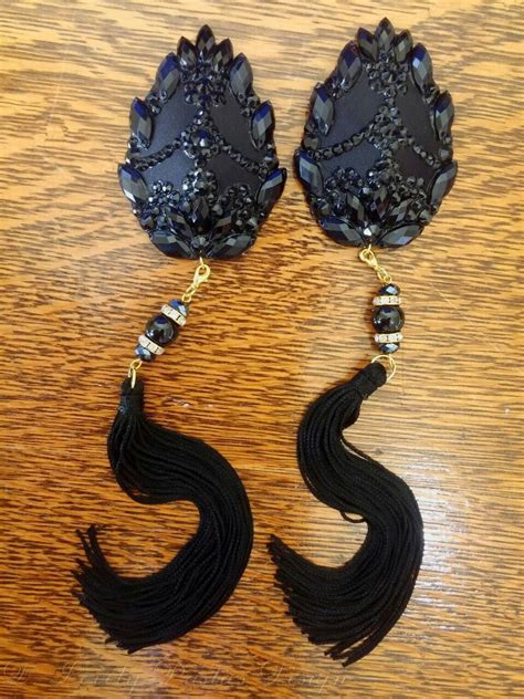 black lace teardrop dangle tassels burlesque pasties