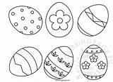 Easter Eggs Shapes Six Coloring Set sketch template