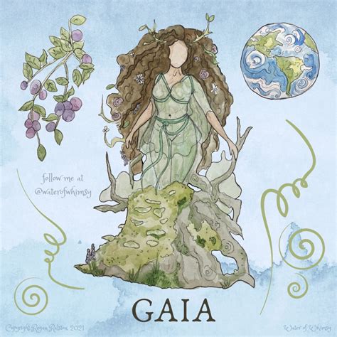 gaia icon goddess deity watercolor illustration etsy