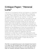 critique paper gdocx critique paper heneral luna  film