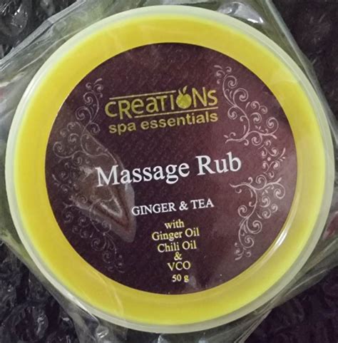 creations spa essentials massage rub ginger teayellow   label