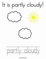Cloudy Partly Coloring Weather Twistynoodle Kindergarten Noodle Preschool sketch template