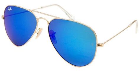lyst ray ban men s aviator classic gold tone blue reflective lens