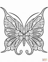 Coloring Butterfly Pages Adult Supercoloring Adults Mandala sketch template