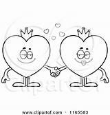 King Queen Heart Clipart Mascots Suit Card Holding Coloring Hands Cartoon Thoman Cory Vector Outlined Hearts Royalty Poster Print 2021 sketch template
