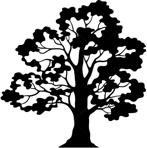 oak tree silhouette ornament  black  white pinterest tree