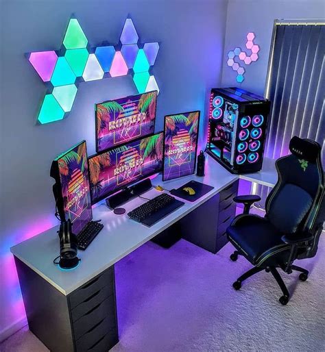 rgb gaming setup gaming room setup room setup video game room design