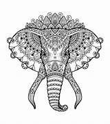Mandala Elephant Coloring Vector Head Book Premium sketch template