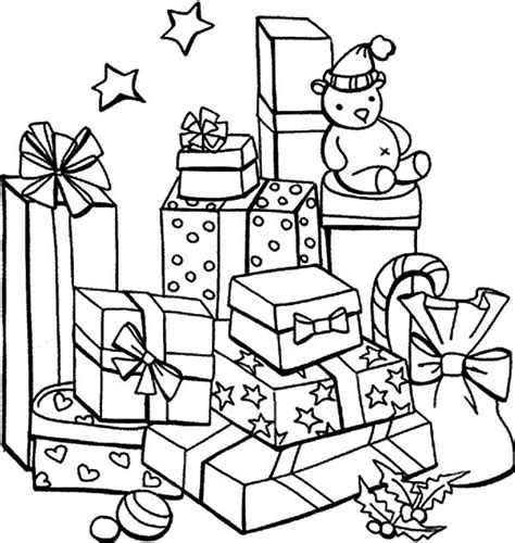 christmas present coloring pages  getdrawings