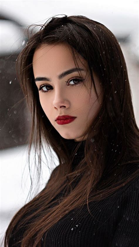 snowfall woman model red lips portrait 720x1280 wallpaper exceptionally beautiful women in