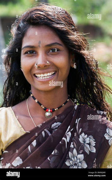 smiling south indian teenage girl portrait andhra pradesh india stock