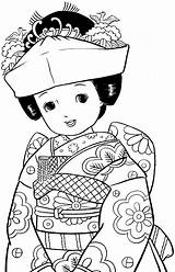 Colorir Japonesas Menininhas Desenhos Japonesa Menina sketch template