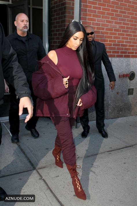 Kim Kardashian Flashes Big Boobs In Sheer Purple Top In New York City