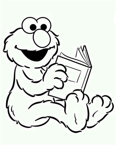 baby elmo reading  book  sesame street coloring page color luna