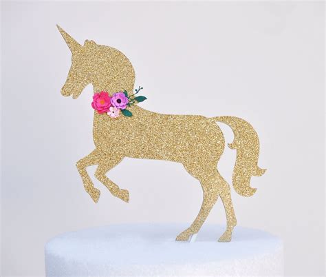 gold glitter unicorn cake topper centerpiece