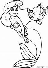 Mermaid Coloringall Flounder sketch template