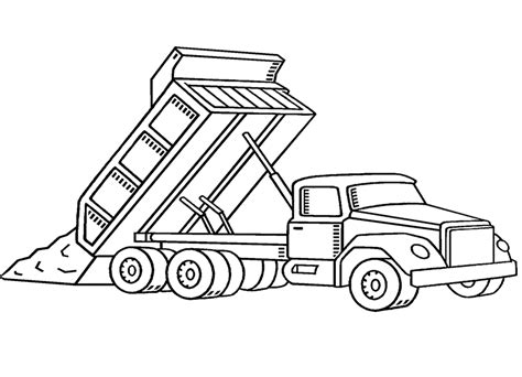 black  white drawing   dump truck